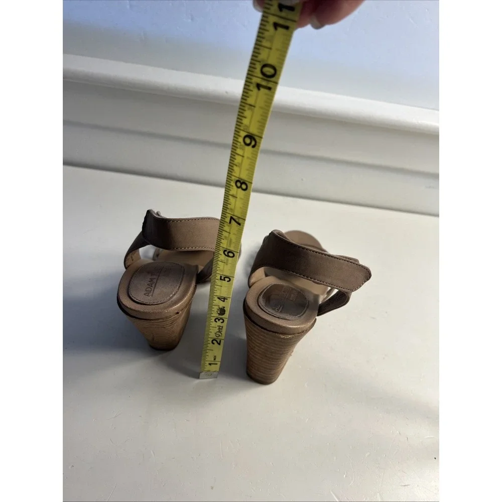 ADAM TUCKER Me Too Leather Up Sandals Chunky Heel Brown‎ Sz 7M Open Toe